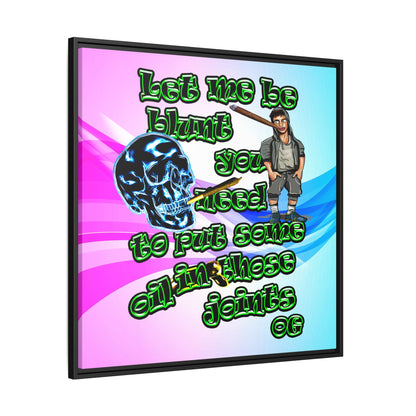 og - framed canvas art (light blue-pink wave)