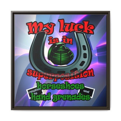 my luck - framed canvas art (grey-pink wave)