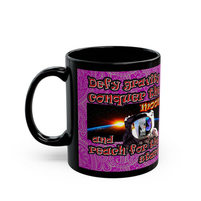 defy conquer reach - Black Mug (pink swirl)