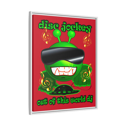 disc jockey - framed canvas art (dark red)