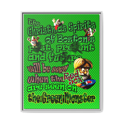 christmas spirits of boston - framed canvas art (logo green)