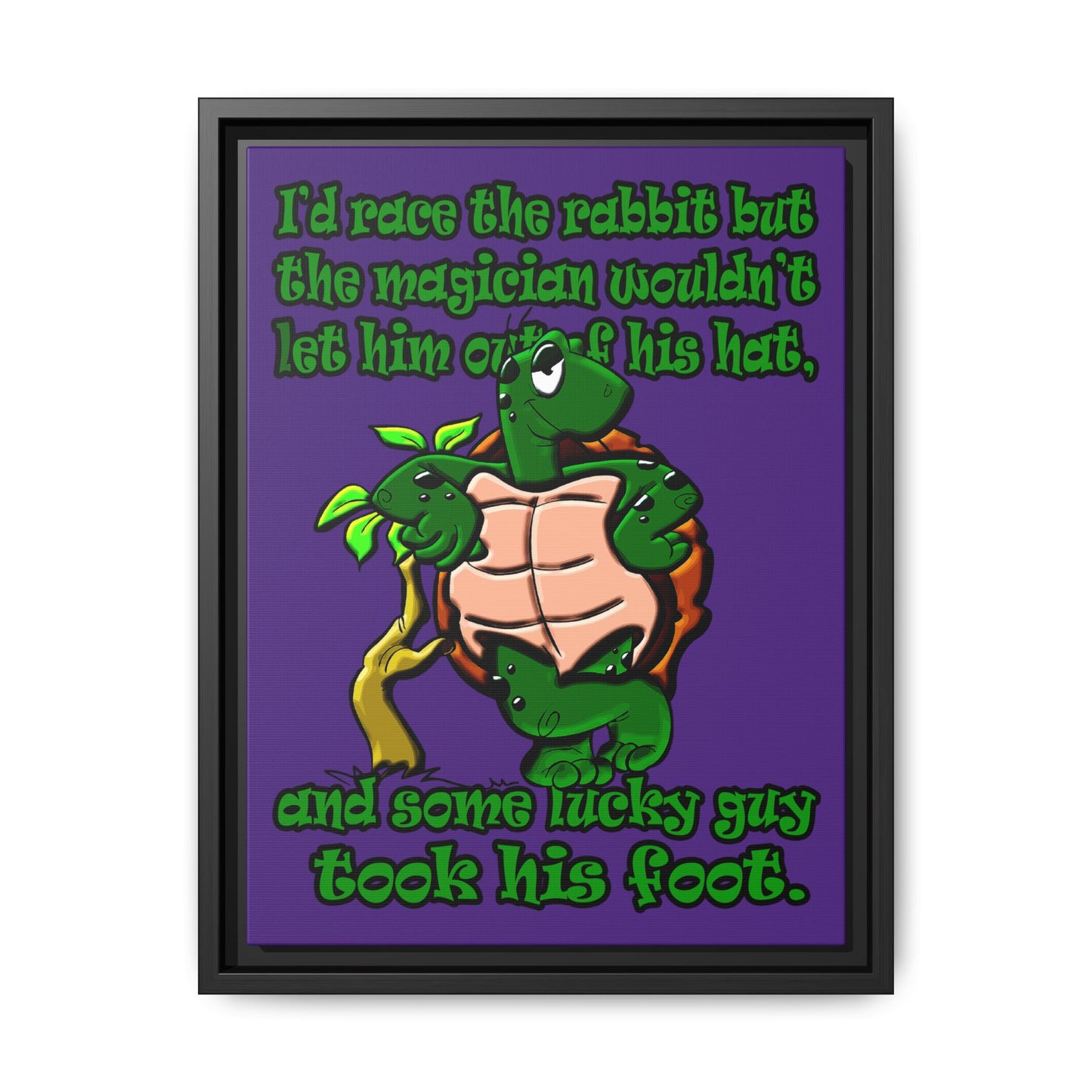 turtle race - framed canvas art (purple)