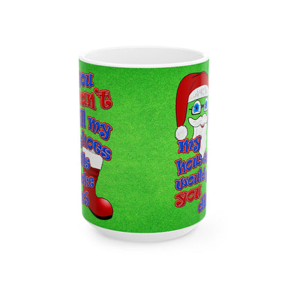 santa's shoes - White Mug (green turf)
