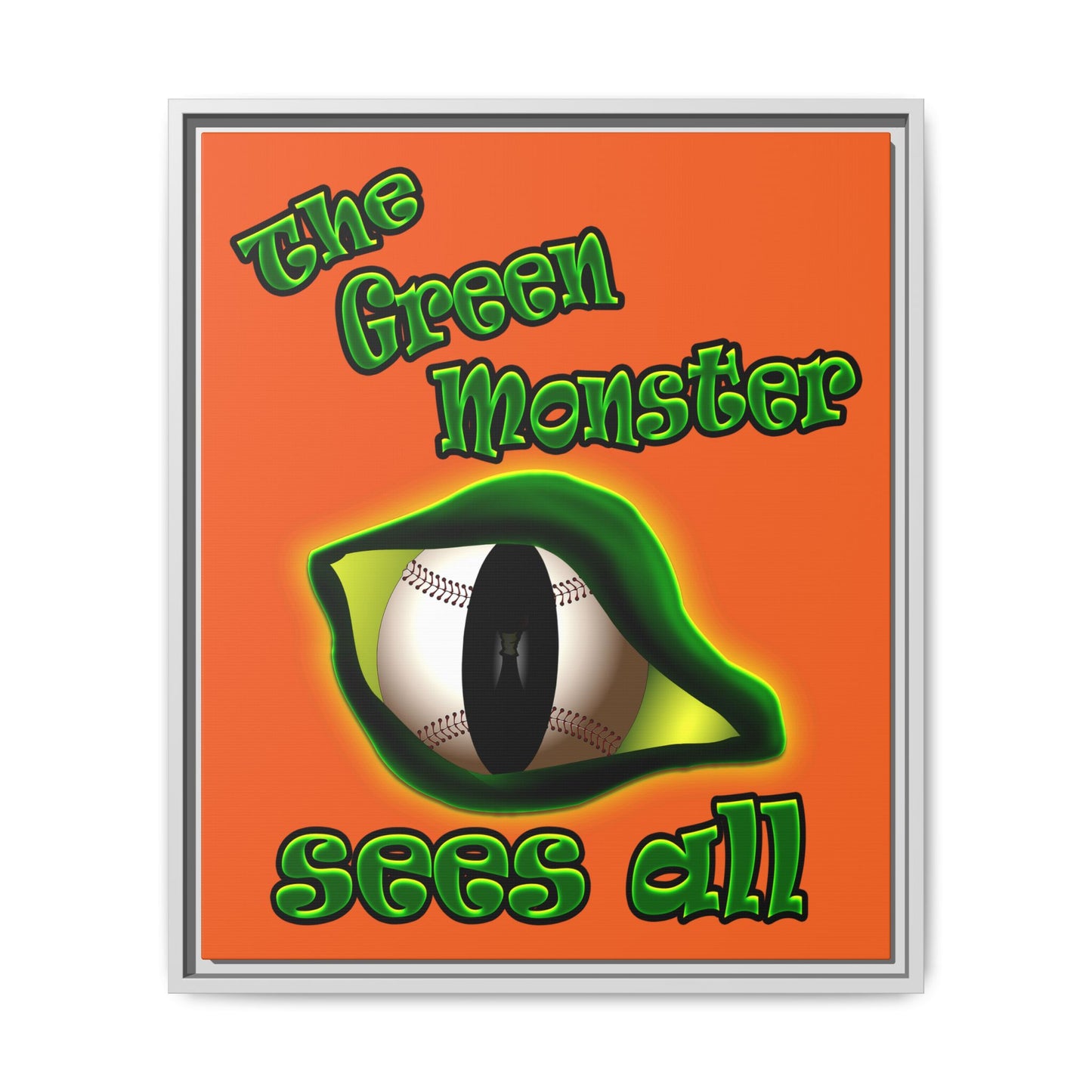 green monster - framed canvas art (orange)