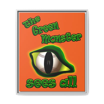 green monster - framed canvas art (orange)