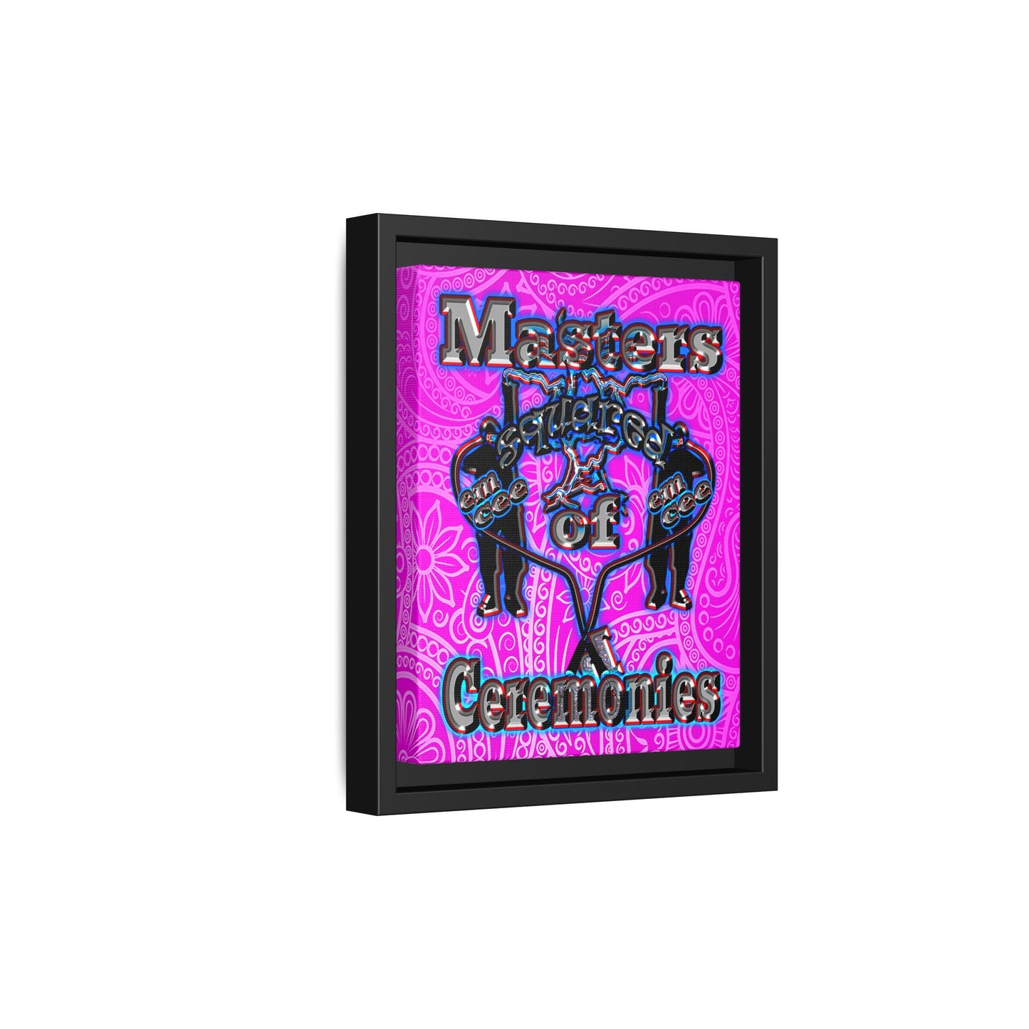 em cee squared - framed canvas art (pink swirl)