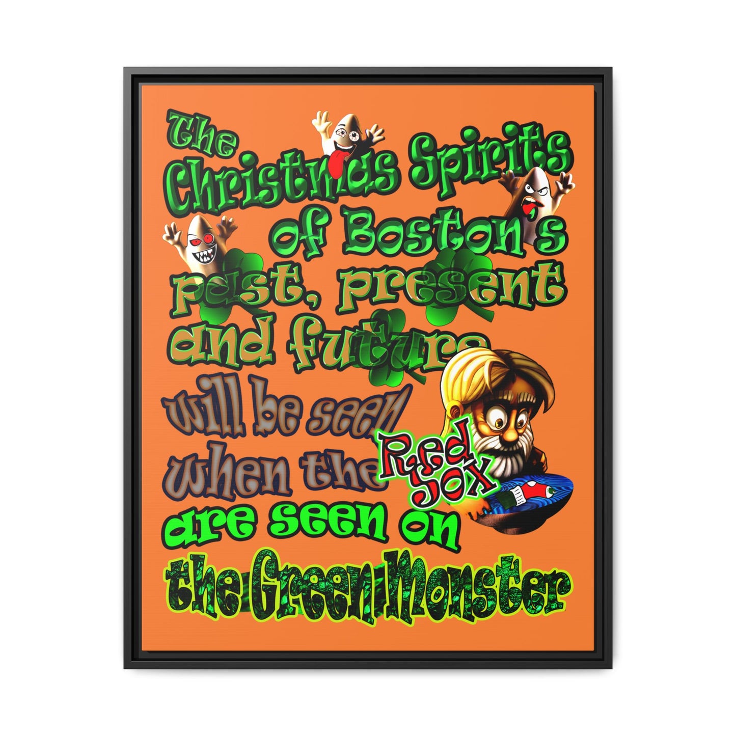 christmas spirits of boston - framed canvas art (crusta)