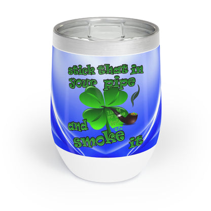 celtics logo - Chill Wine Tumbler (blue-white wave)