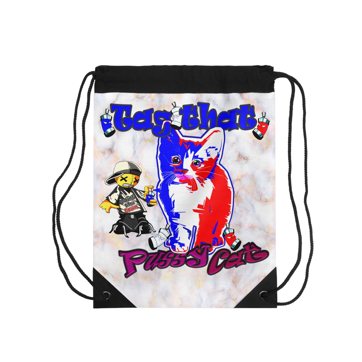 tag that - Drawstring Bag (white marble)