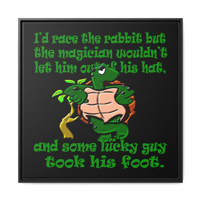 turtle race - framed canvas art (black)