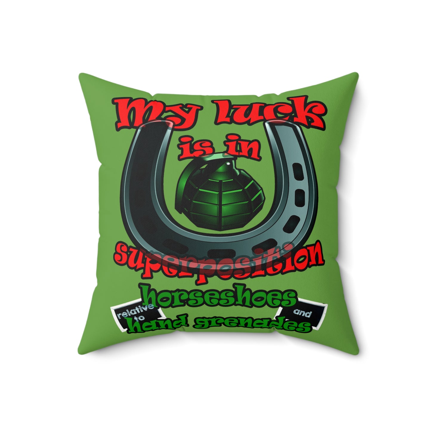 my luck - Faux Suede Square Pillow - (green)