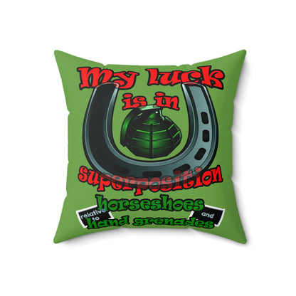 my luck - Faux Suede Square Pillow - (green)