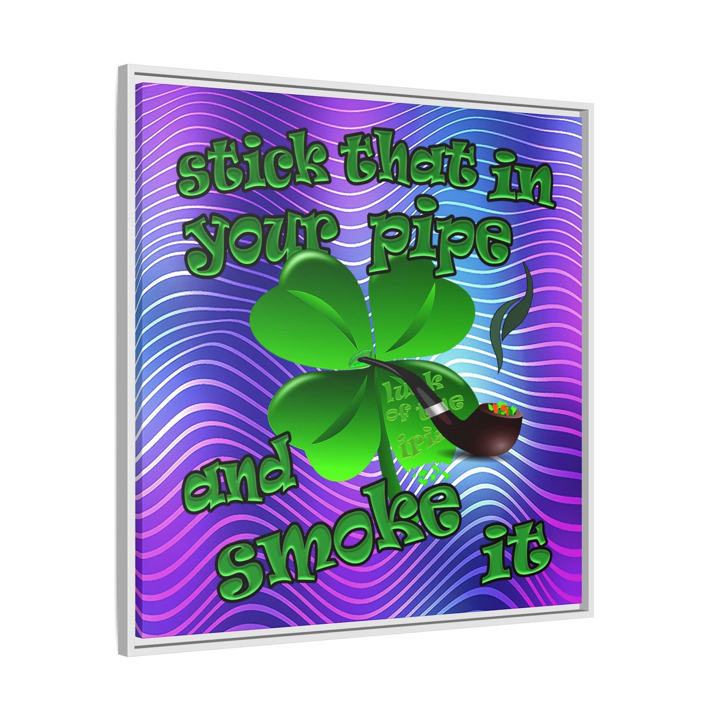 stick that in your pipe and smoke it - framed canvas art (purple wave)