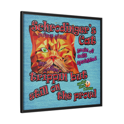 schrodinger's cat - framed canvas art (faded blue)