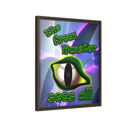 green monster - framed canvas art (grey-pink wave)