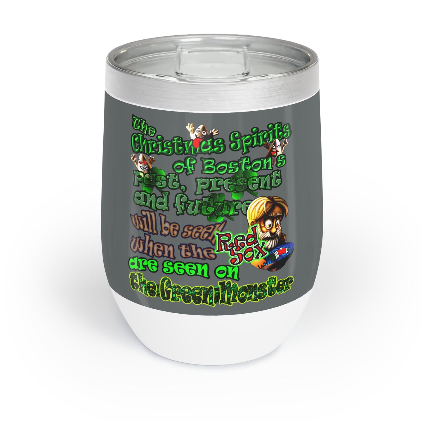 christmas spirits of boston - Chill Wine Tumbler (dark grey)