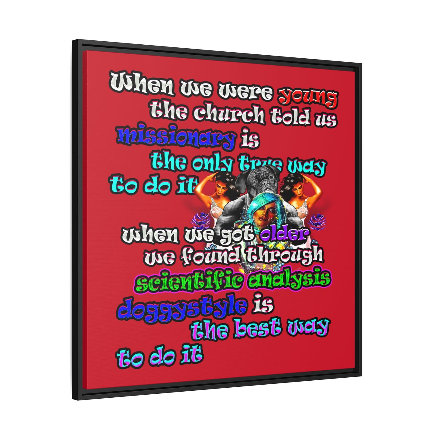 doggystyle - framed canvas art (dark red)