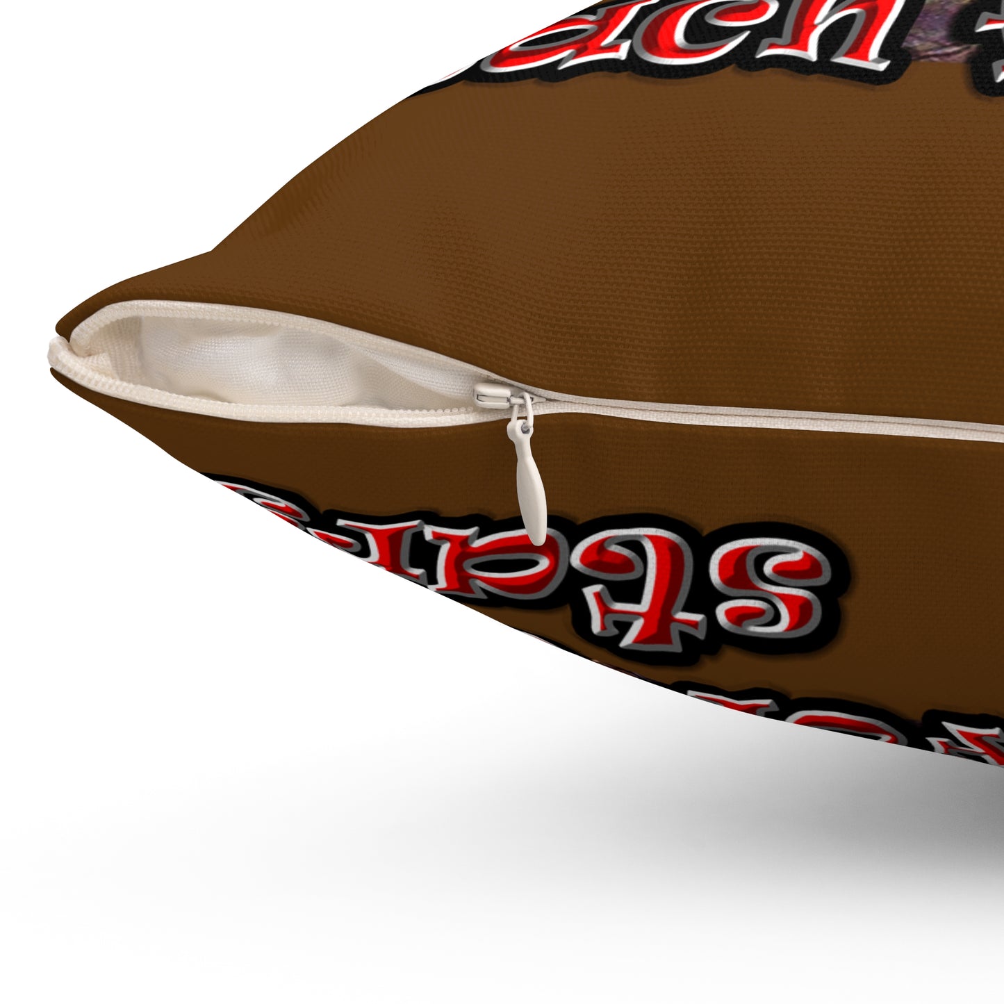 defy conquer reach - Spun Polyester Square Pillow - (brown)
