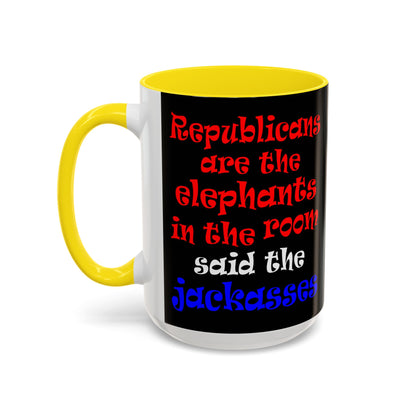 donkeys and elephants - Accent Mug (black)