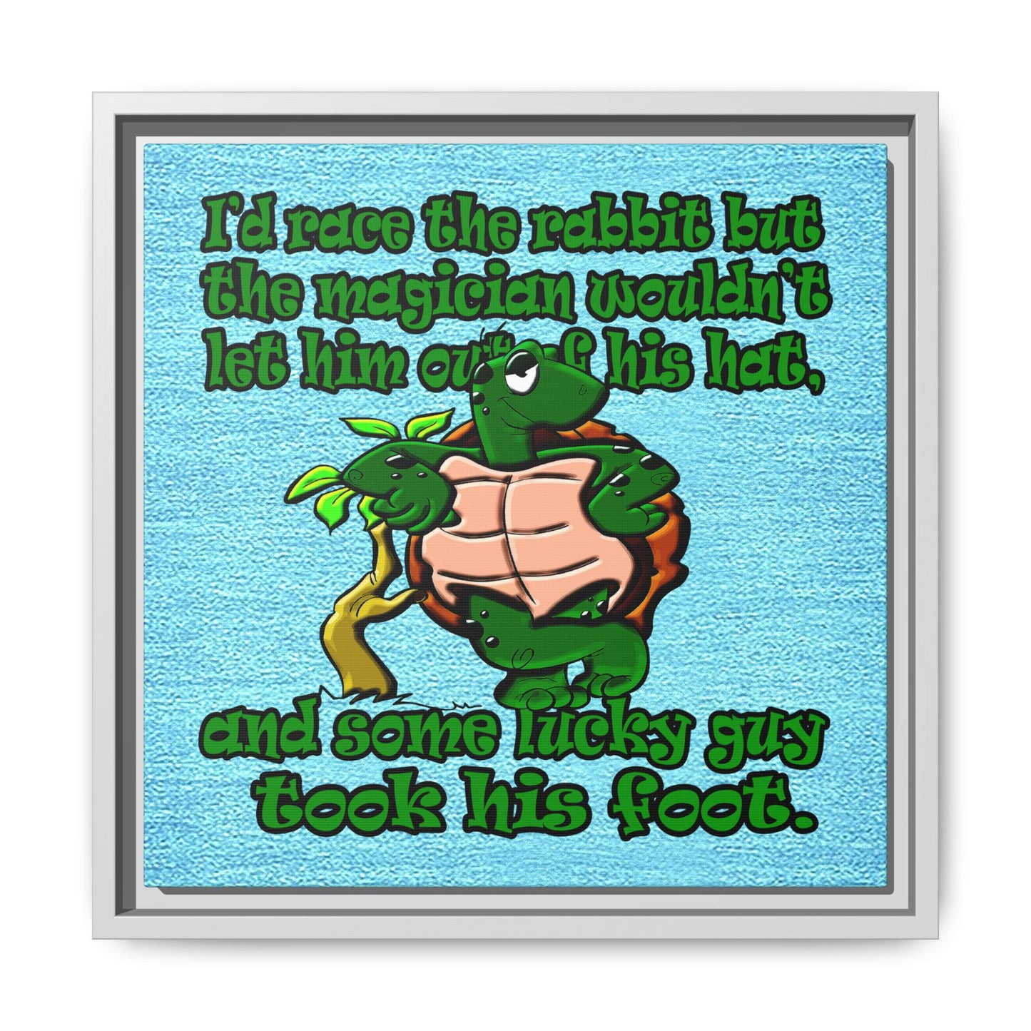 turtle race - framed canvas art (faded blue)