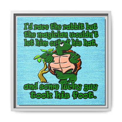 turtle race - framed canvas art (faded blue)