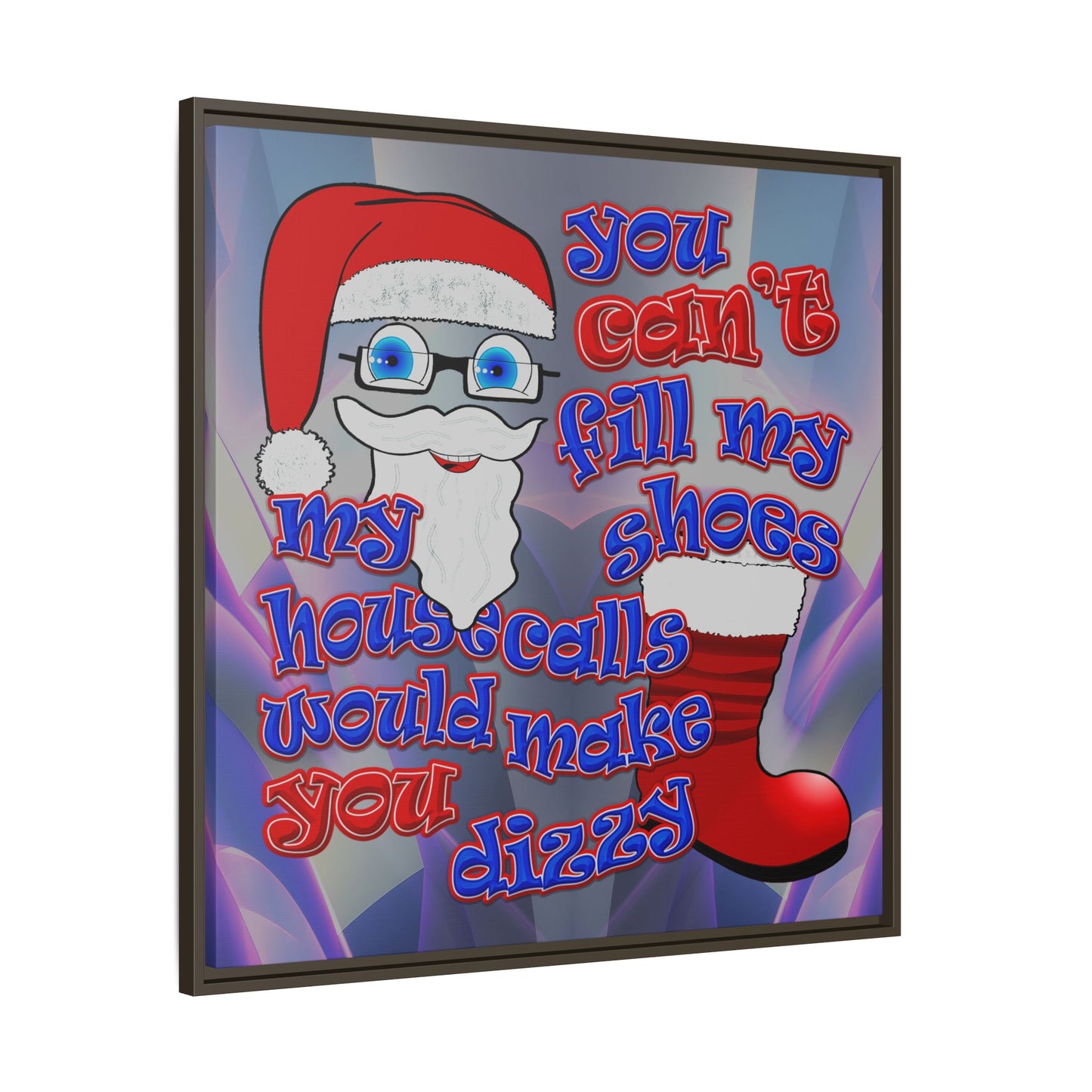 santa's shoes - framed canvas art (grey-pink wave)