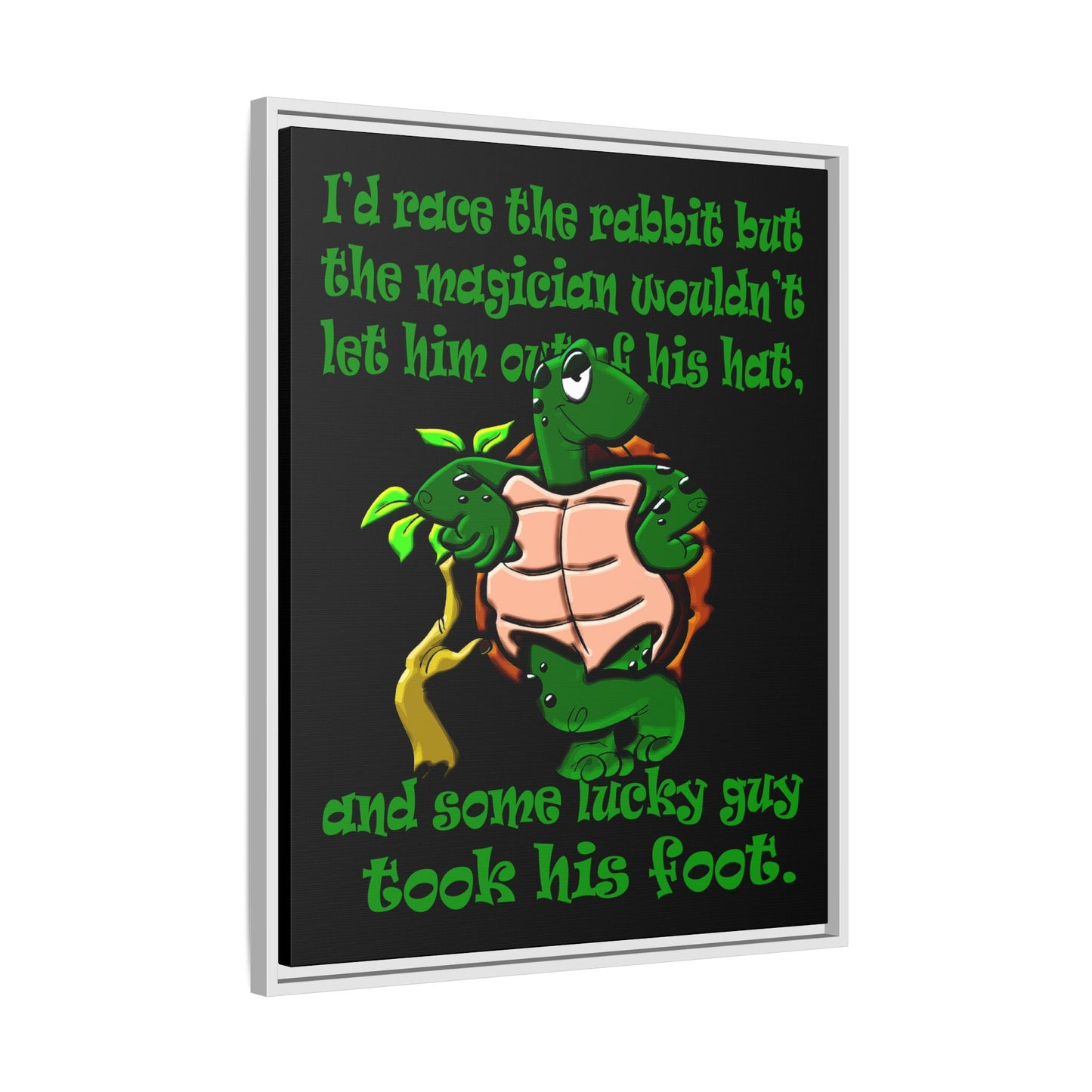 turtle race - framed canvas art (black)