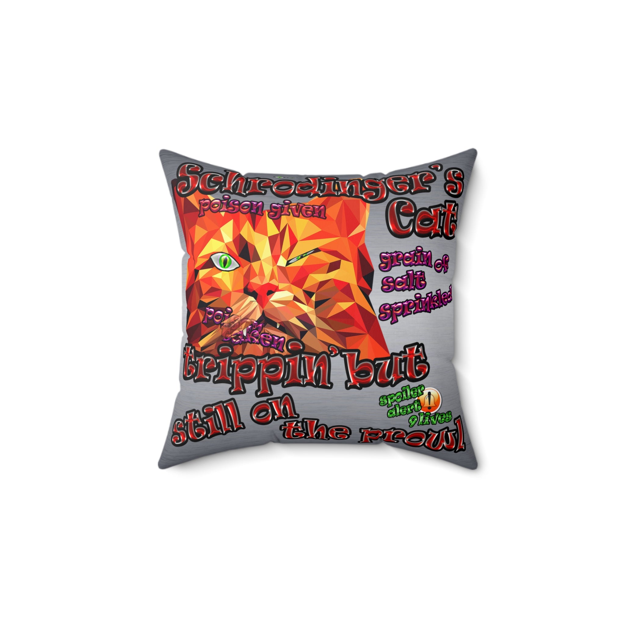 schrodinger's cat - Faux Suede Square Pillow - (brushed nickel)