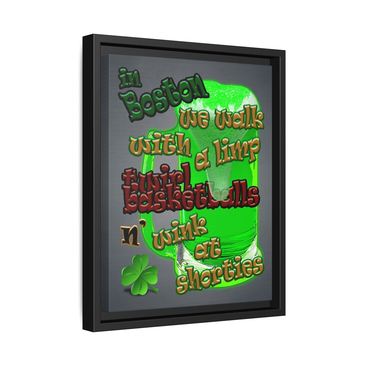 celtics logo - framed canvas art (grey-light grey)