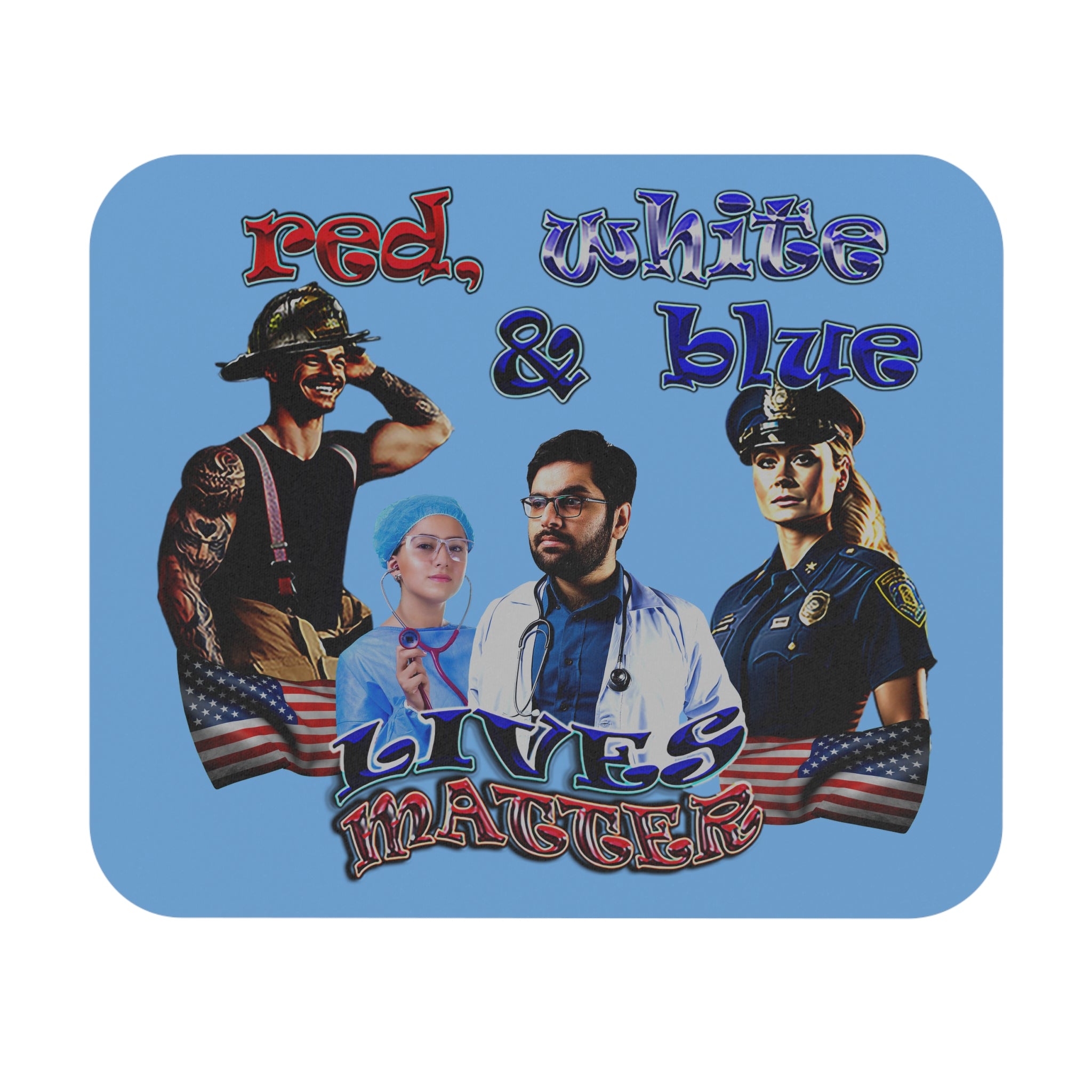 rw&b lives matter - Mouse Pad (Rectangle) (light blue)