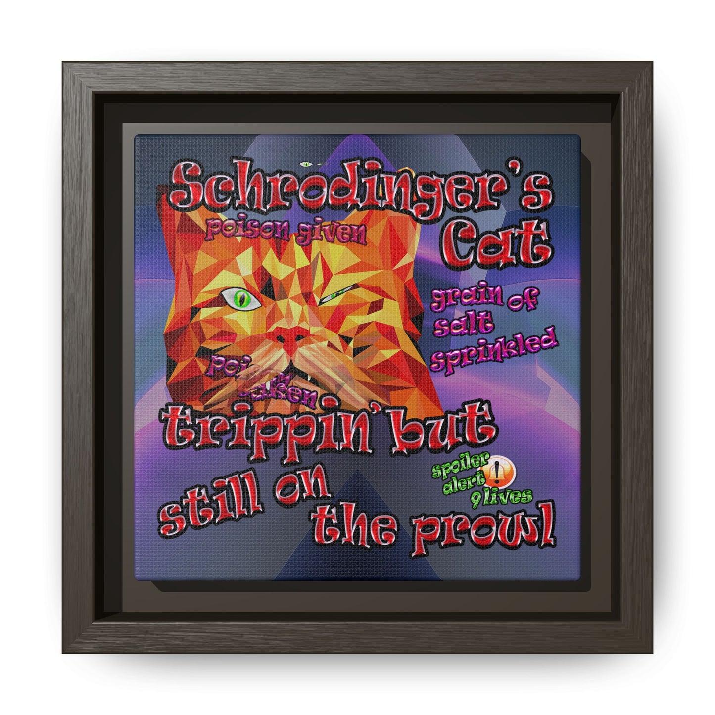 schrodinger's cat - framed canvas art (grey-pink wave)