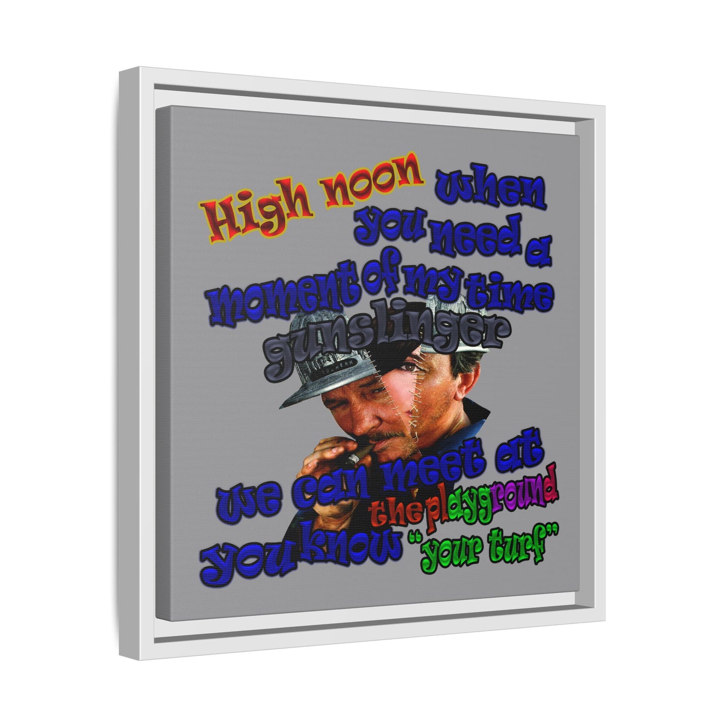 high noon - framed canvas art (grey)