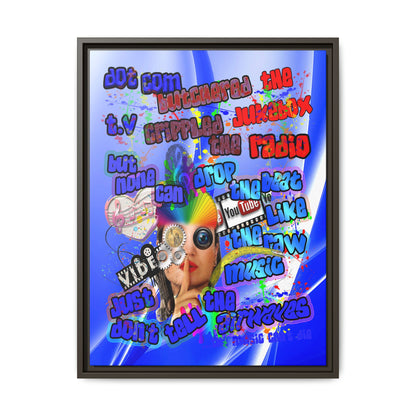 drop the beat - framed canvas art (blue-white wave)