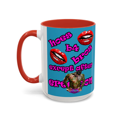 hoes b4 bros - Accent Mug (turquoise)