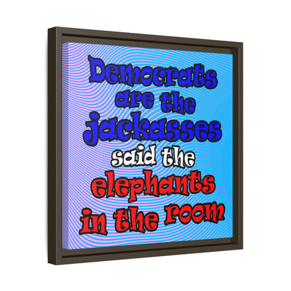 donkeys and elephants - framed canvas art (light blue-purple wave)