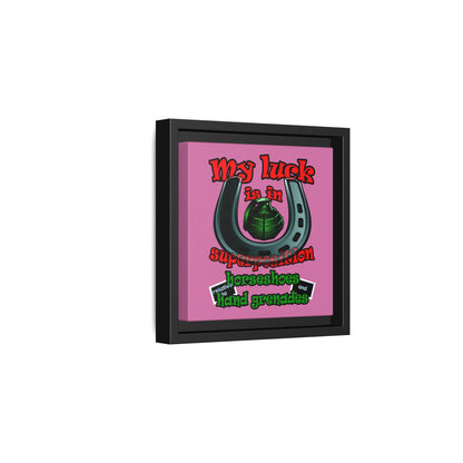 my luck - framed canvas art (light pink)