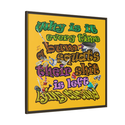 the bum's shit - framed canvas art (yellow)