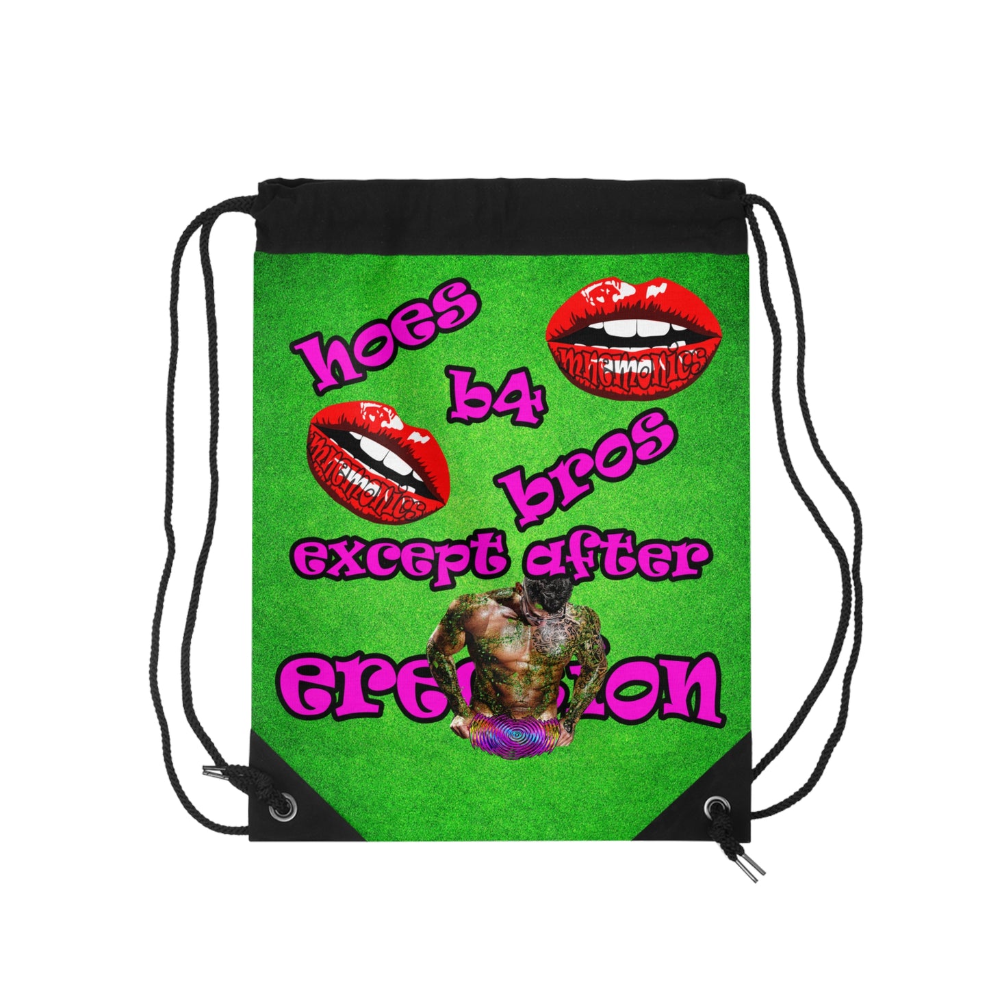 hoes b4 bros - Drawstring Bag (green turf)
