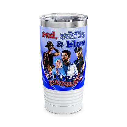 rw&b lives matter - Ringneck Tumbler, 20oz (blue-white wave)