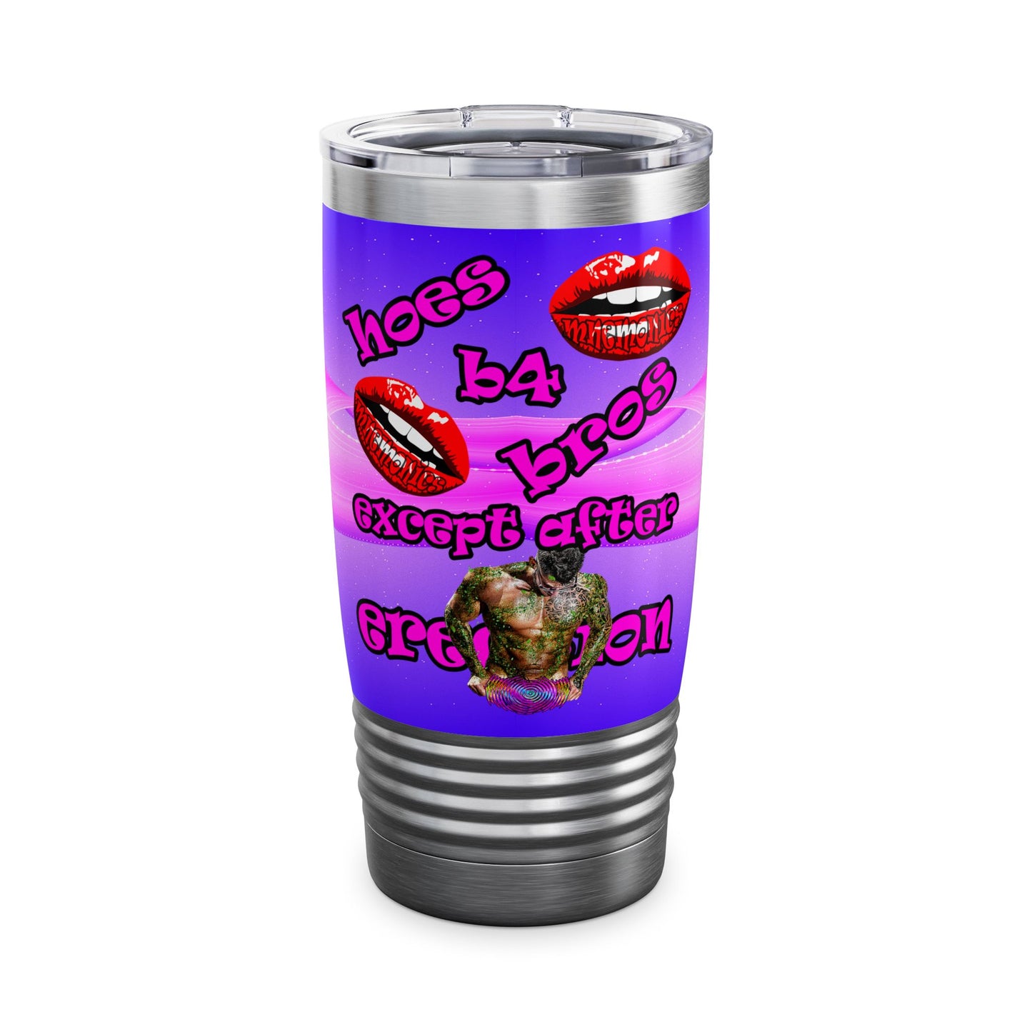 hoes b4 bros - Ringneck Tumbler, 20oz (purple-pink wave)