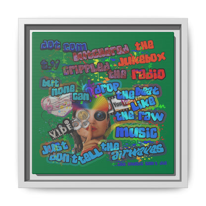 drop the beat - framed canvas art (dark green)