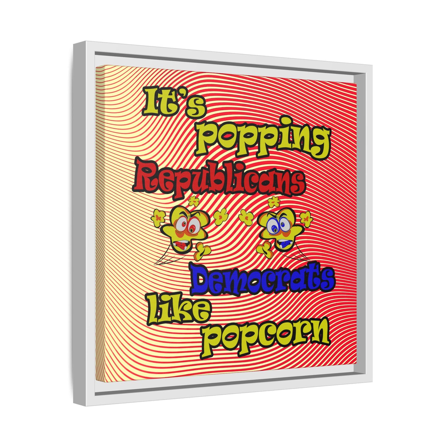 popping like popcorn - framed canvas art (yellow-orange wave)