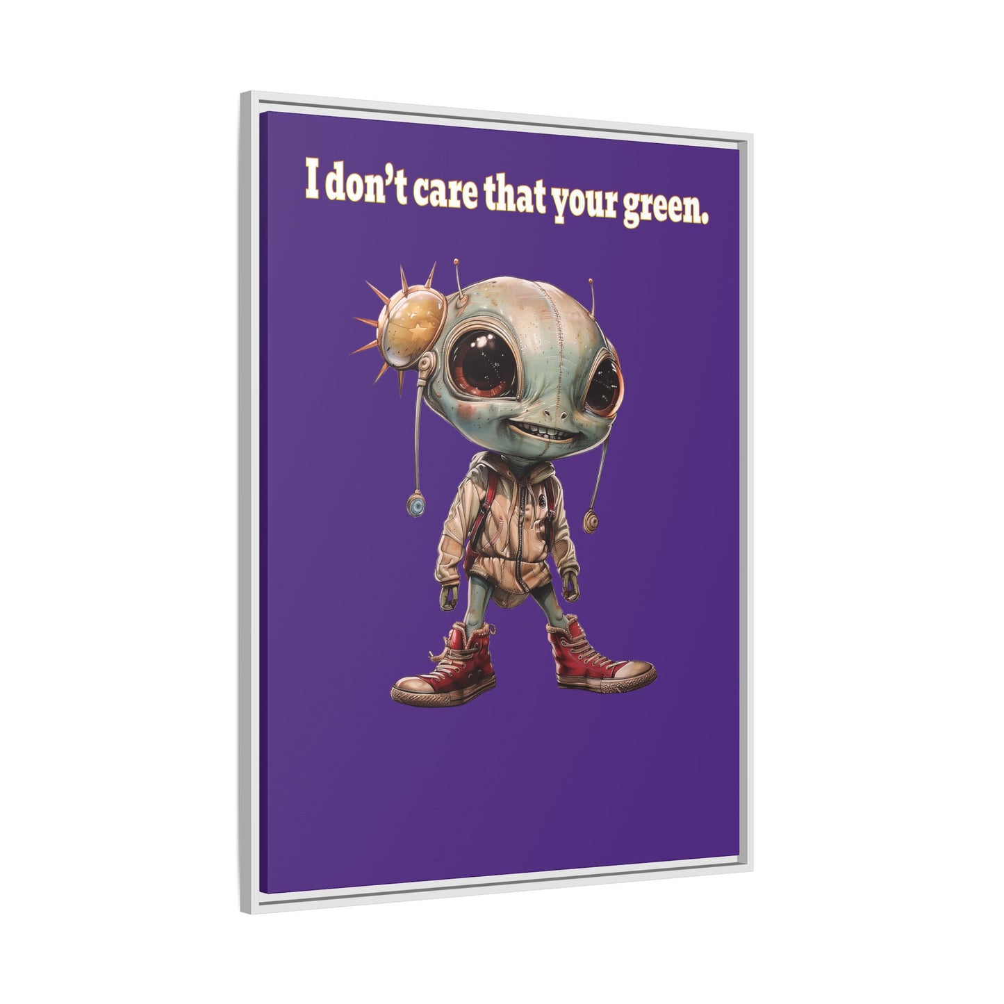 I don't care that your green - framed canvas art (purple)