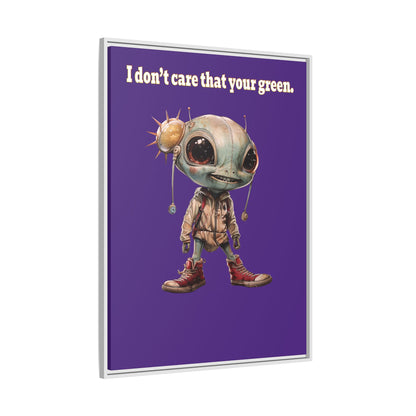 I don't care that your green - framed canvas art (purple)