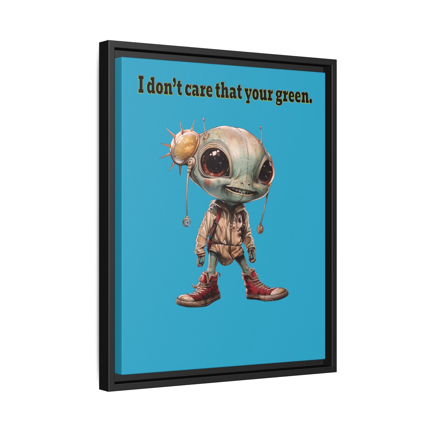 I don't care that your green - framed canvas art (turquoise)