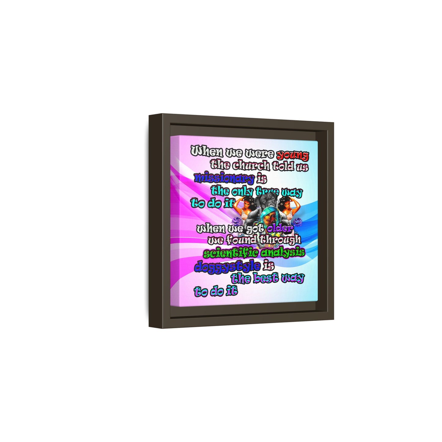 doggystyle - framed canvas art (light blue-pink wave)