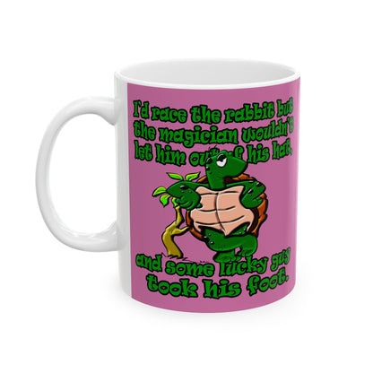 turtle race - White Mug (light pink)