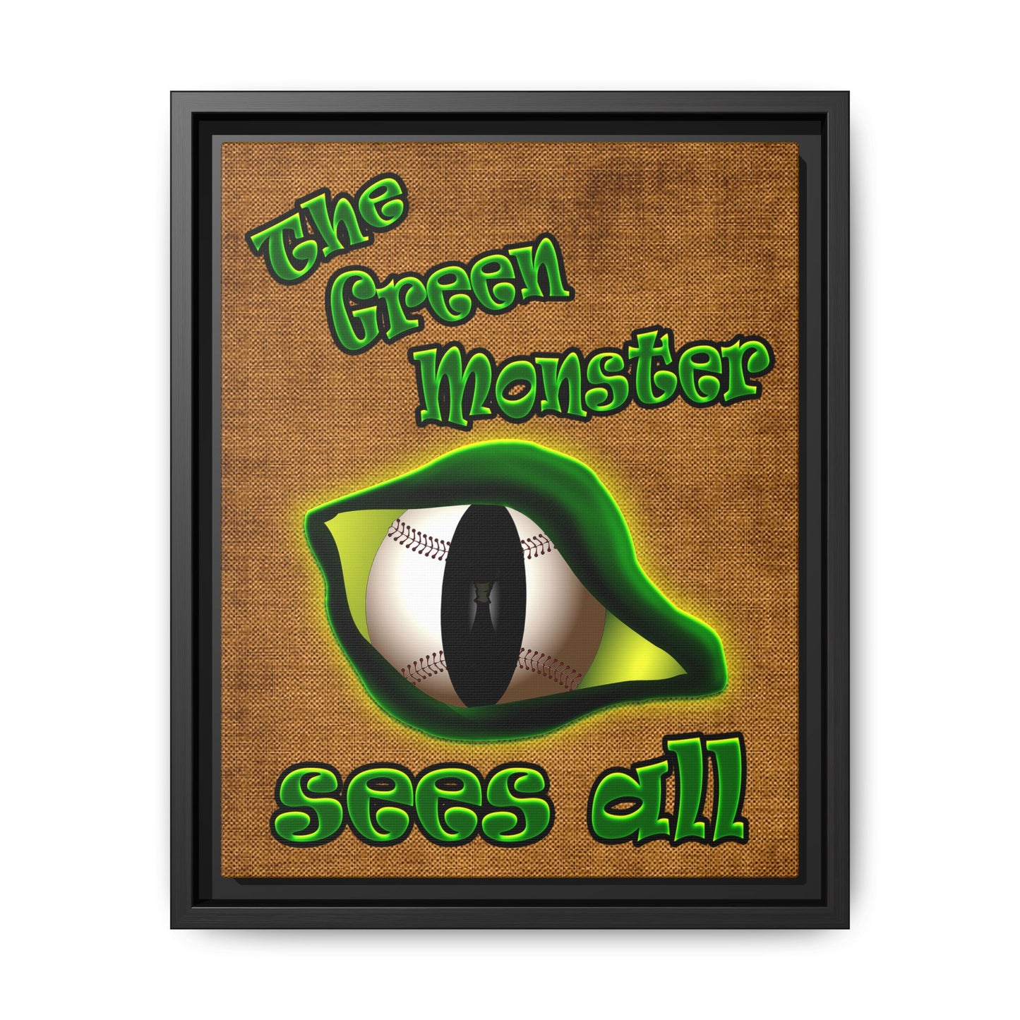 green monster - framed canvas art (brown papyrus)