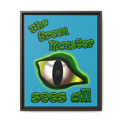 green monster - framed canvas art (turquoise)