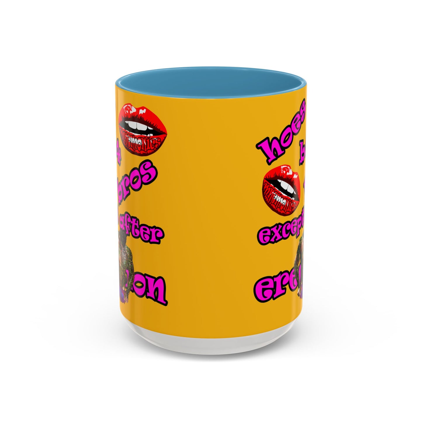 hoes b4 bros - Accent Mug (yellow)